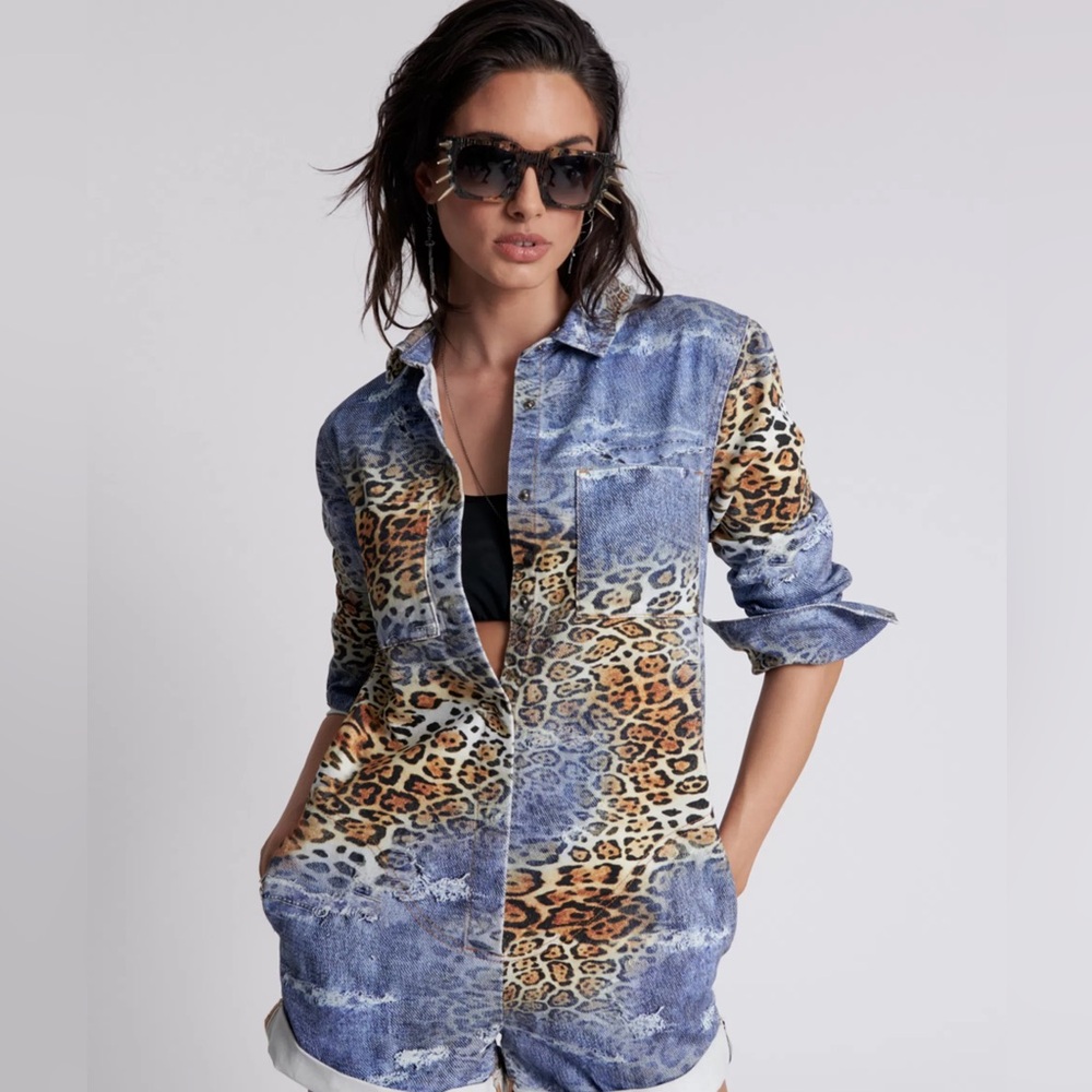 NWT One Teaspoon Leopard Mixed Media Playsuit